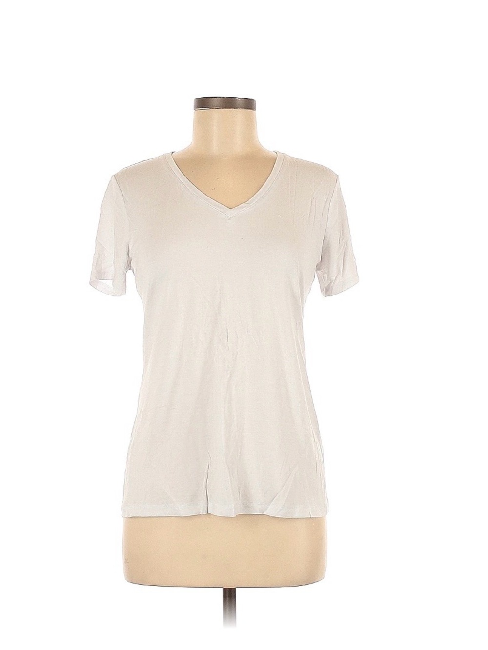 Nine West White V-Neck Short Sleeve Tee